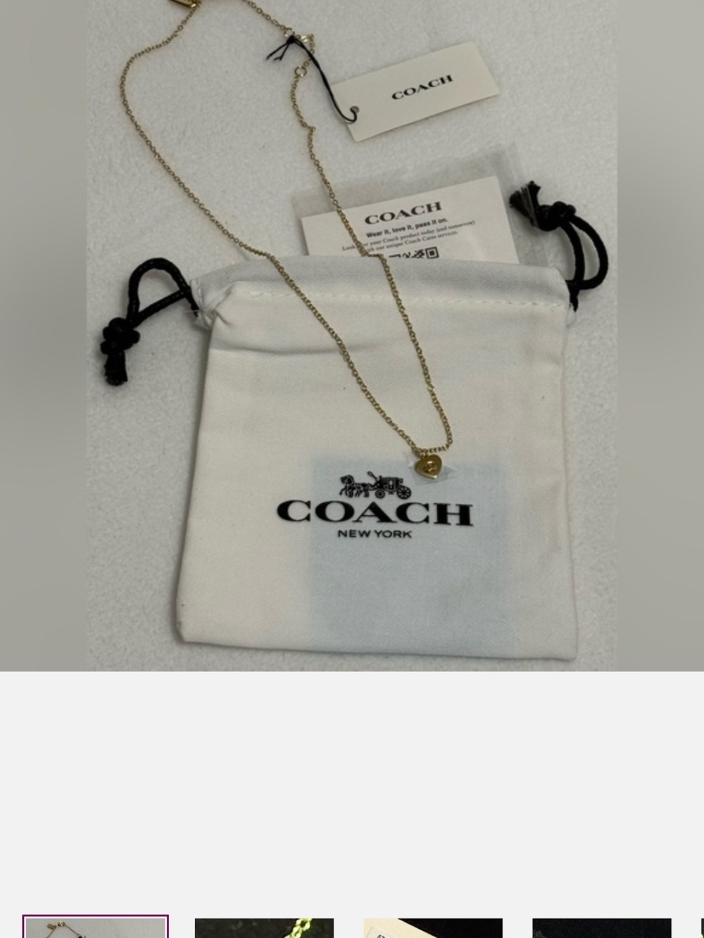 Coach Signature Gold Heart Charm Necklace - Picture 2 of 5